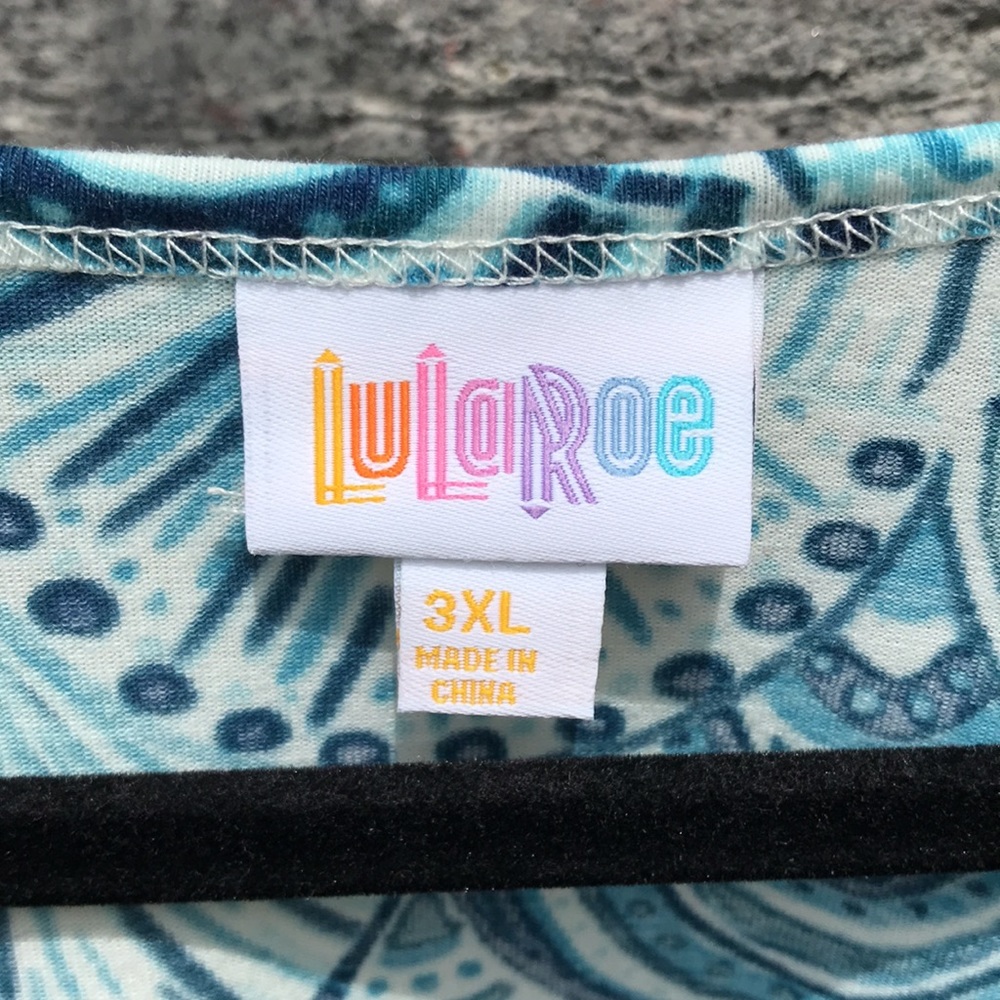 LuLaRoe Tank Top size 3XL new with tags blue scalloped print - Picture 3 of 6